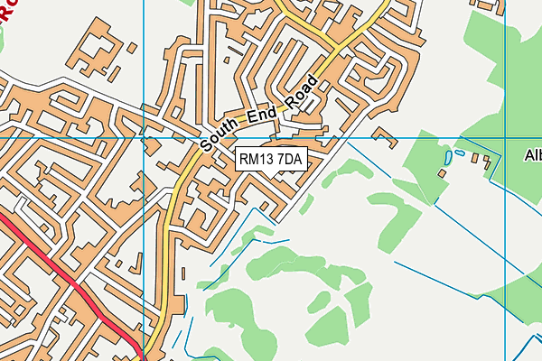 RM13 7DA map - OS VectorMap District (Ordnance Survey)