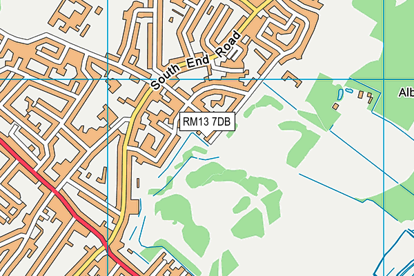 RM13 7DB map - OS VectorMap District (Ordnance Survey)