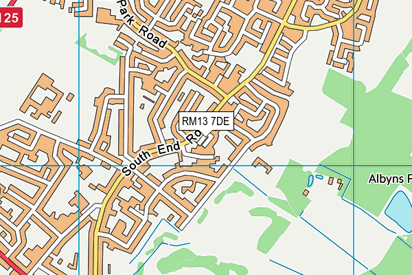 RM13 7DE map - OS VectorMap District (Ordnance Survey)