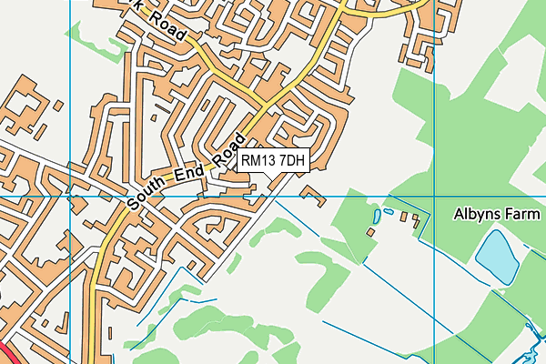 RM13 7DH map - OS VectorMap District (Ordnance Survey)