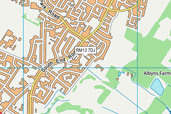 RM13 7DJ map - OS VectorMap District (Ordnance Survey)