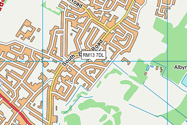 RM13 7DL map - OS VectorMap District (Ordnance Survey)