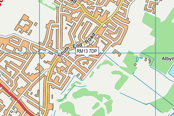 RM13 7DP map - OS VectorMap District (Ordnance Survey)