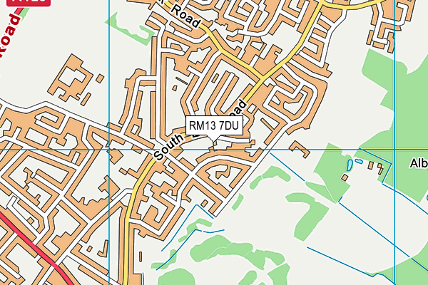 RM13 7DU map - OS VectorMap District (Ordnance Survey)