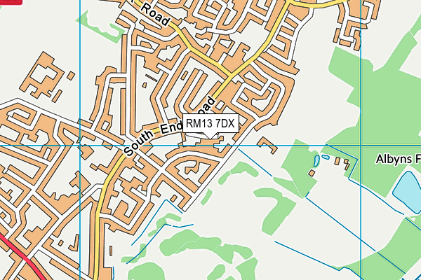 RM13 7DX map - OS VectorMap District (Ordnance Survey)