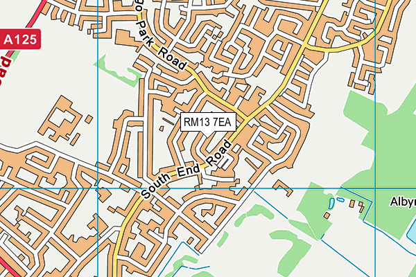 RM13 7EA map - OS VectorMap District (Ordnance Survey)