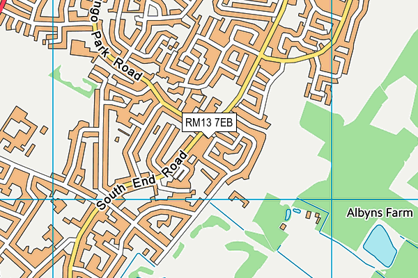 RM13 7EB map - OS VectorMap District (Ordnance Survey)