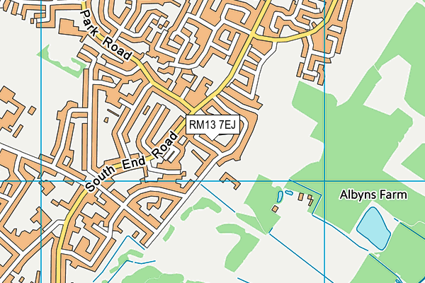 RM13 7EJ map - OS VectorMap District (Ordnance Survey)