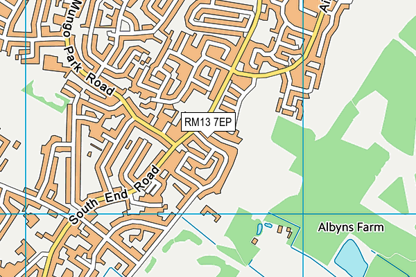 RM13 7EP map - OS VectorMap District (Ordnance Survey)