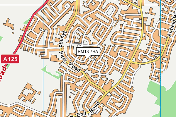 RM13 7HA map - OS VectorMap District (Ordnance Survey)