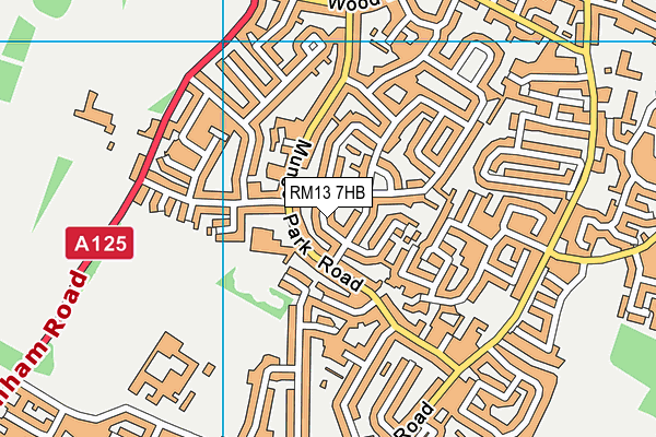 RM13 7HB map - OS VectorMap District (Ordnance Survey)