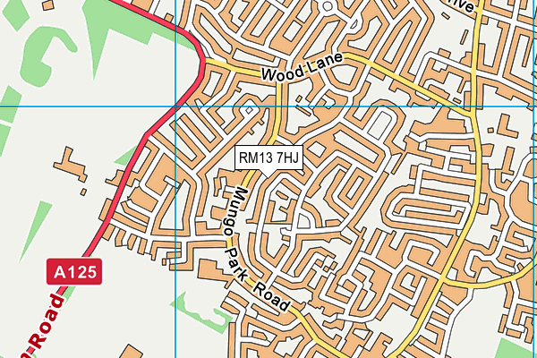 RM13 7HJ map - OS VectorMap District (Ordnance Survey)