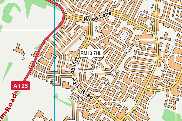 RM13 7HL map - OS VectorMap District (Ordnance Survey)