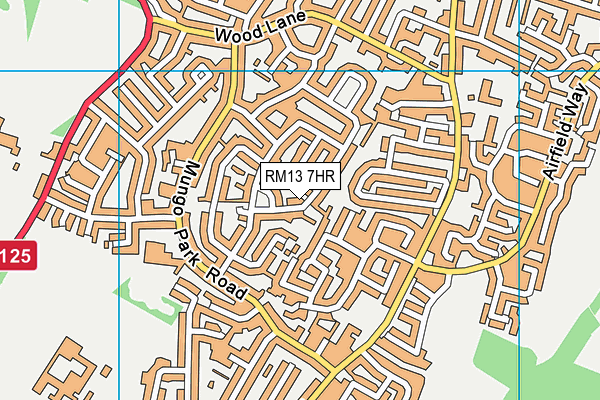 RM13 7HR map - OS VectorMap District (Ordnance Survey)