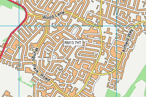 RM13 7HT map - OS VectorMap District (Ordnance Survey)