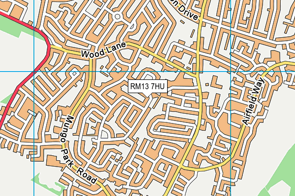 RM13 7HU map - OS VectorMap District (Ordnance Survey)