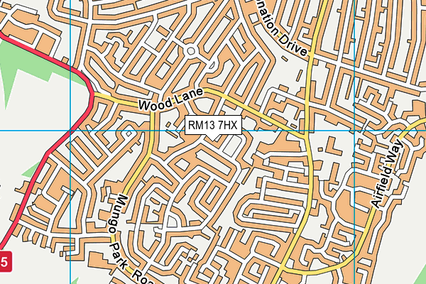 RM13 7HX map - OS VectorMap District (Ordnance Survey)