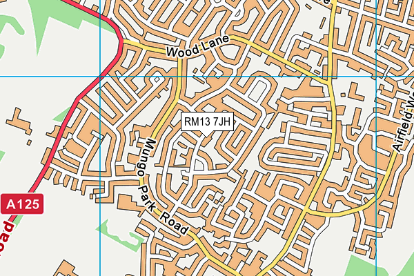 RM13 7JH map - OS VectorMap District (Ordnance Survey)