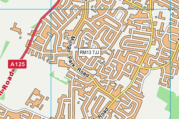 RM13 7JJ map - OS VectorMap District (Ordnance Survey)