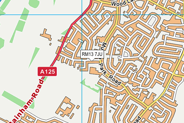 RM13 7JU map - OS VectorMap District (Ordnance Survey)