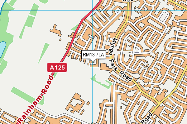 RM13 7LA map - OS VectorMap District (Ordnance Survey)