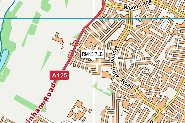 RM13 7LB map - OS VectorMap District (Ordnance Survey)