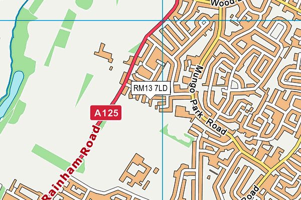 RM13 7LD map - OS VectorMap District (Ordnance Survey)