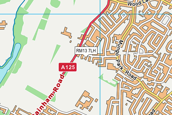 RM13 7LH map - OS VectorMap District (Ordnance Survey)