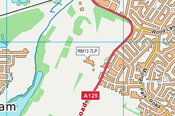 RM13 7LP map - OS VectorMap District (Ordnance Survey)