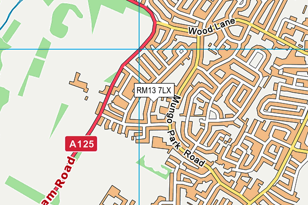 RM13 7LX map - OS VectorMap District (Ordnance Survey)