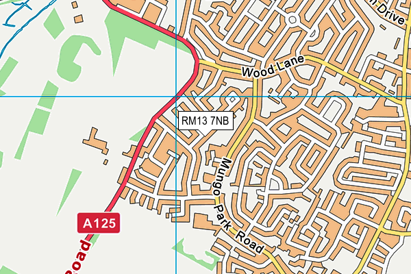 RM13 7NB map - OS VectorMap District (Ordnance Survey)