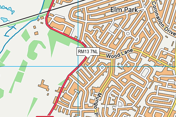 RM13 7NL map - OS VectorMap District (Ordnance Survey)