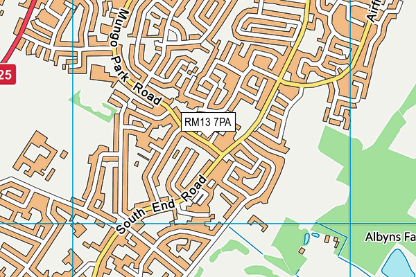 RM13 7PA map - OS VectorMap District (Ordnance Survey)