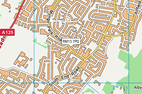 RM13 7PD map - OS VectorMap District (Ordnance Survey)
