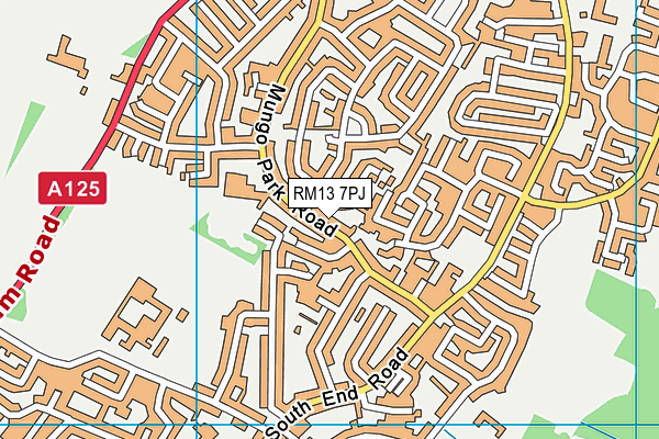 RM13 7PJ map - OS VectorMap District (Ordnance Survey)