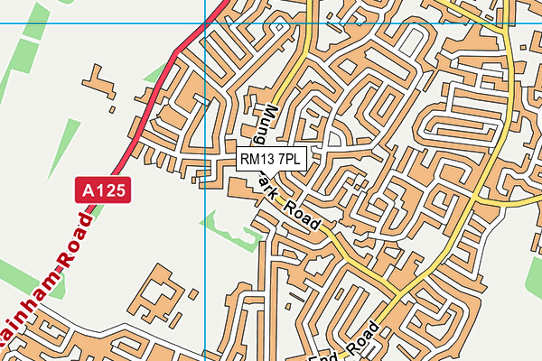 RM13 7PL map - OS VectorMap District (Ordnance Survey)