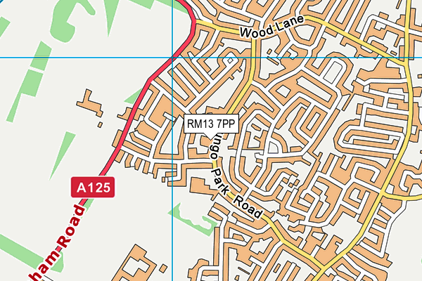 RM13 7PP map - OS VectorMap District (Ordnance Survey)