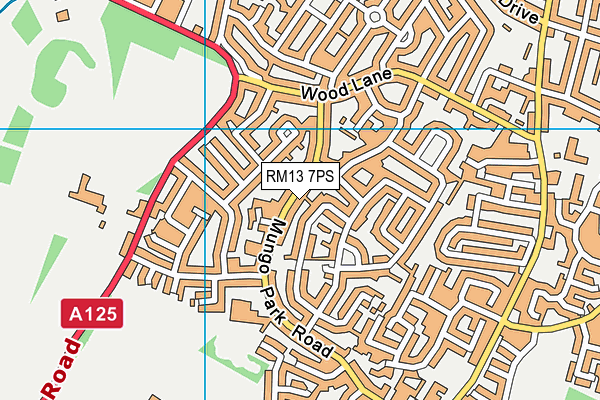 RM13 7PS map - OS VectorMap District (Ordnance Survey)