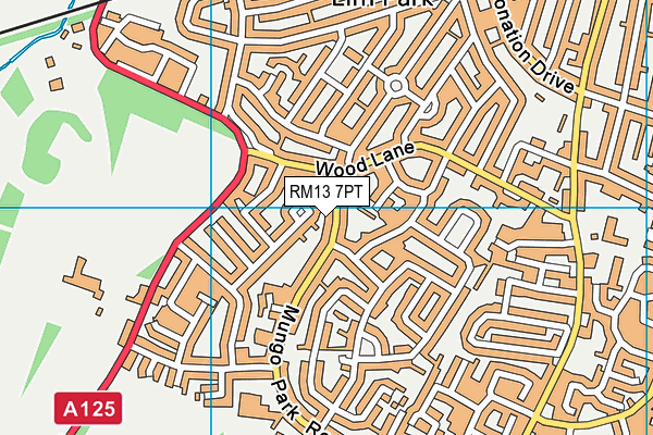RM13 7PT map - OS VectorMap District (Ordnance Survey)