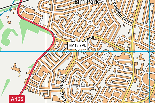 RM13 7PU map - OS VectorMap District (Ordnance Survey)