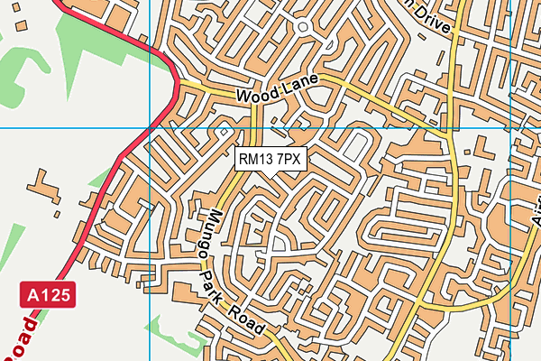 RM13 7PX map - OS VectorMap District (Ordnance Survey)