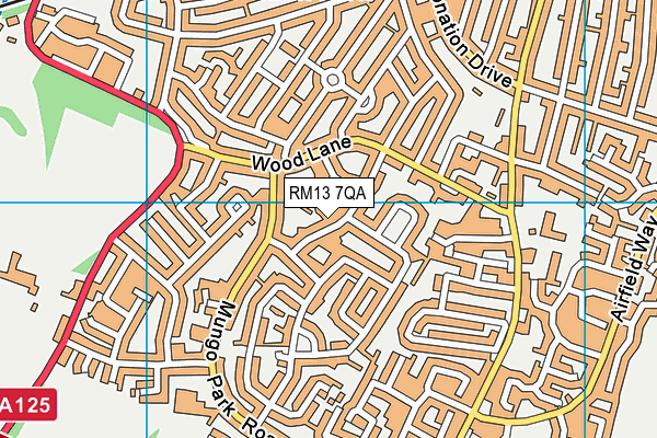 RM13 7QA map - OS VectorMap District (Ordnance Survey)