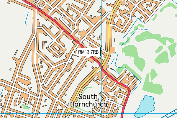 RM13 7RB map - OS VectorMap District (Ordnance Survey)