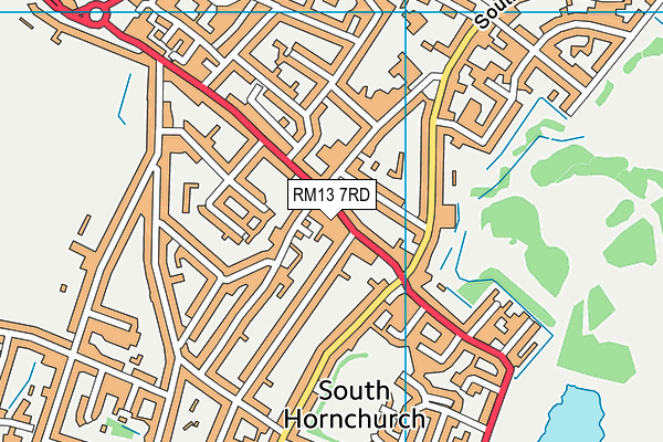 RM13 7RD map - OS VectorMap District (Ordnance Survey)