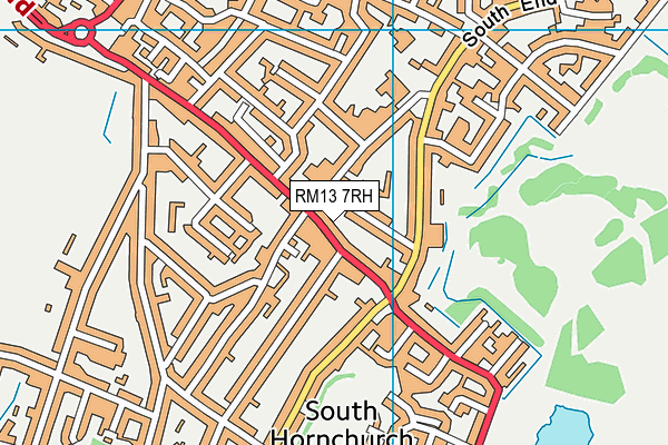 RM13 7RH map - OS VectorMap District (Ordnance Survey)