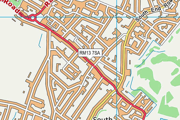 RM13 7SA map - OS VectorMap District (Ordnance Survey)