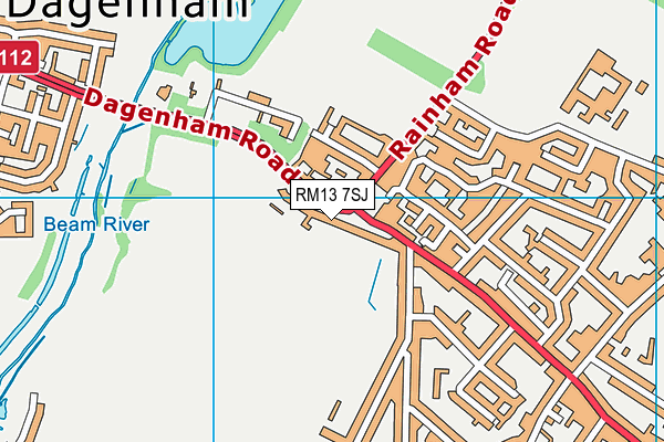 RM13 7SJ map - OS VectorMap District (Ordnance Survey)