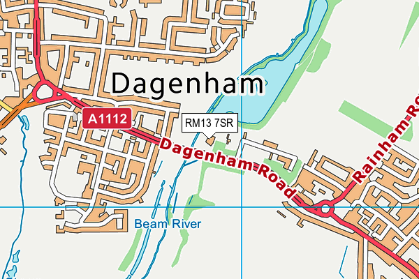 RM13 7SR map - OS VectorMap District (Ordnance Survey)