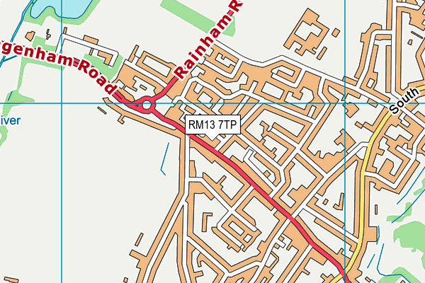 RM13 7TP map - OS VectorMap District (Ordnance Survey)
