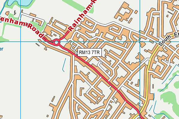 RM13 7TR map - OS VectorMap District (Ordnance Survey)